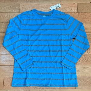 Kids Blue and Gray Striped Long Sleeve Tee
